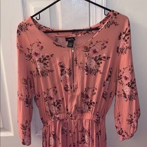 Light Pink romper with shorts and flowers